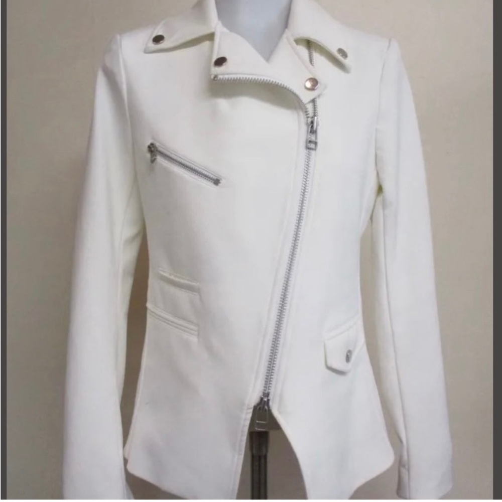 Veronica Beard White Motorcycle Jacket